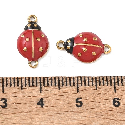 304 Stainless Steel Red Enamel Ladybug Connector Charms STAS-G393-03G-1