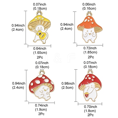 8Pcs 4 Styles Autumn Theme Alloy Enamel Pendants ENAM-YW0003-38-1