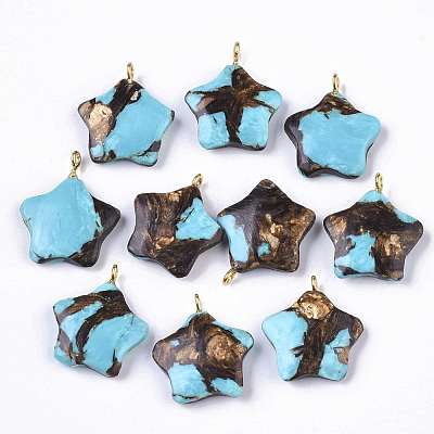 Assembled Synthetic Turquoise and Bronzite Pendants G-S366-002I-1