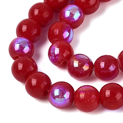 Electroplate Opaque Glass Beads Strands EGLA-Q132-6MM-01C-06-1