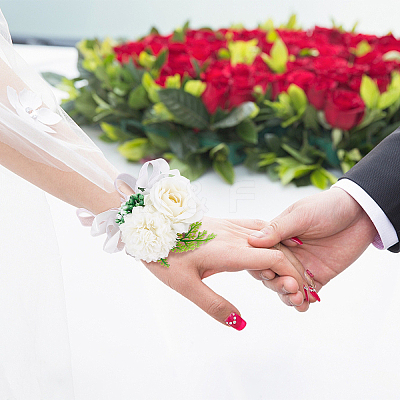 2PCS Silk Wrist Corsage AJEW-CP0001-51B-1