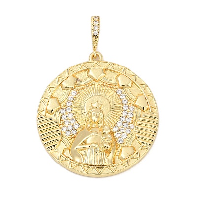 Brass Micro Pave Cubic Zirconia Pendants KK-D317-122G-1