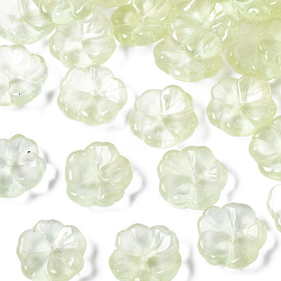 Transparent Spray Painted Imitation Jade Glass Beads GLAA-Q089-003-E002-1