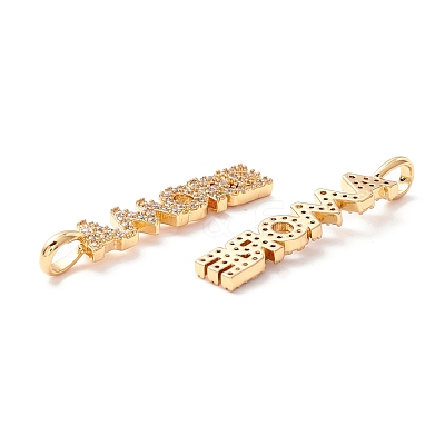 Brass Micro Pave Clear Cubic Zirconia Pendants ZIRC-Z019-36G-NR-1