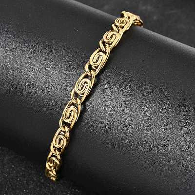 304 Stainless Steel Swirl  Link Bracelets for Women BJEW-K240-11G-1