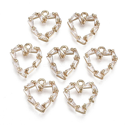 Brass Micro Pave Cubic Zirconia Charms X-KK-R111-066-1