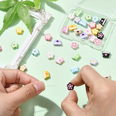 36pcs 18 Styles Baking Paint Alloy Beads FIND-CJ0004-21-1