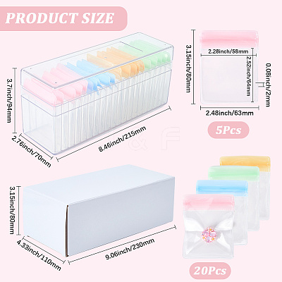 Rectangle Transparent ABS Plastic Jewelry Storage Boxes with Lid and PVC Bags CON-WH20001-17A-1