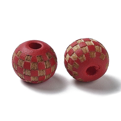 Wood Laser Engraved Tartan Beads WOOD-I011-01A-03-1