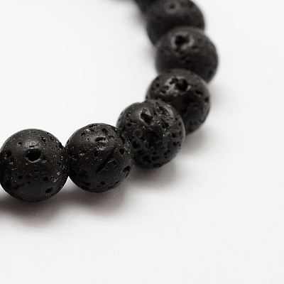 Natural Lava Rock Round Beads Stretch Bracelets BJEW-G550-07-6mm-1
