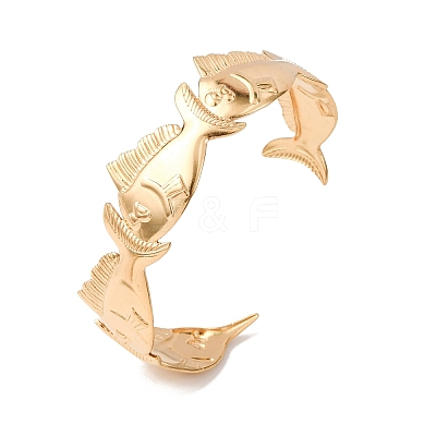Marine 304 Stainless Steel Cuff Bangles for Women BJEW-Z147-01G-01-1