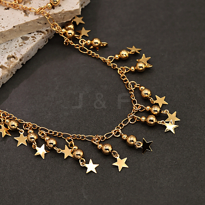 Elegant Brass Round Star Tassel Bib Necklaces for women IM1907-1