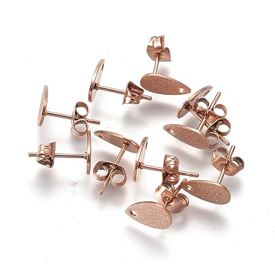 Ion Plating(IP) 304 Stainless Steel Stud Earring Findings STAS-O119-12B-RG-1