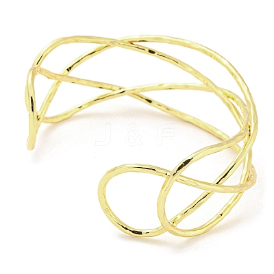 Brass Wire Wrap Cuff Bangle BJEW-Q771-01G-1