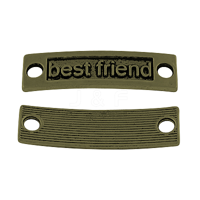Rectangle with Word Best Friend Tibetan Style Alloy Links connectors TIBE-N009-05AB-NR-1