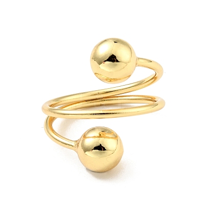 Brass Ball Triple Layer Wrap Ring for Women RJEW-E046-22G-1