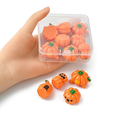 12Pcs 6 Styles Autumn Opaque Resin Pumpkin Cabochons RESI-YW0001-36-1