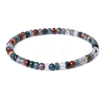 Natural Indian Agate Beads Stretch Bracelets for Women Men PW-WG6A9BA-02-1