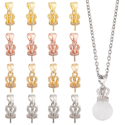 16Pcs 4 Colors Brass Micro Pave Cubic Zirconia Pendant Bails FIND-PH0021-30-1