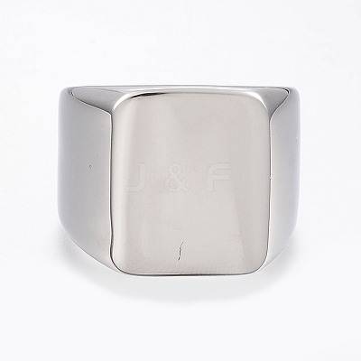Tarnish Resistant 304 Stainless Steel Signet Band Rings for Men RJEW-G091-16-20mm-P-1