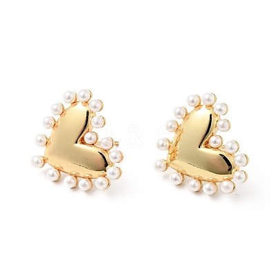 Rack Plating Brass with Acrylic Beads Stud Earrings for Women EJEW-G311-06G-1