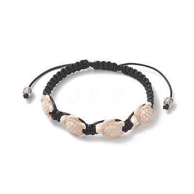 Synthetic Turquoise(Dyed) Tortoise Braided Bead Bracelet for Women BJEW-TA00225-02-1