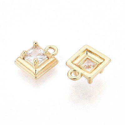 Brass Micro Pave Cubic Zirconia Pendants KK-T071-46G-1