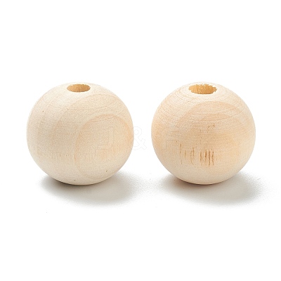 Natural Unfinished Wood Beads WOOD-XCP0001-19F-1