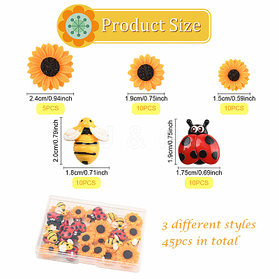 45Pcs 5 Styles Opaque Resin Cabochons CRES-YW0001-36-1