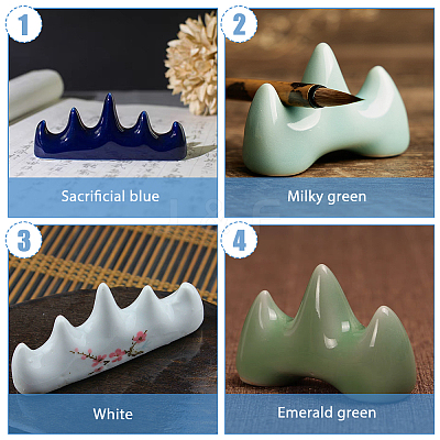 4Pcs 4 Style Mountain Shape Porcelain Calligraphy Brush Holder ODIS-HY0001-01-1