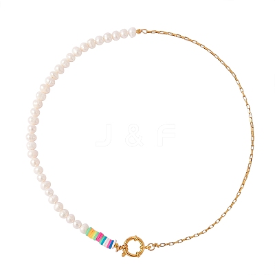Vintage Natural Pearl Beaded Necklace for Girl Women NJEW-SW00002-03-1