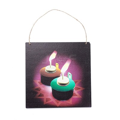 Eid Theme Density Board Wooden Wall Ornament Doorplate Pendants HJEW-C004-01C-1