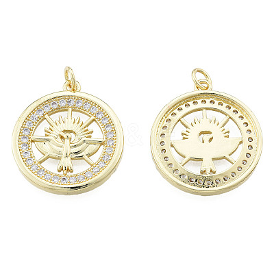 Brass Micro Pave Clear Cubic Zirconia Pendants ZIRC-N039-246-1