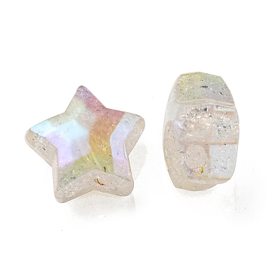 UV Plating Rainbow Iridescent Transparent Crackle Acrylic Beads OACR-P010-09E-1