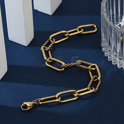 Ion Plating(IP) 304 Stainless Steel Paperclip Chain Bracelets BJEW-F412-02G-1