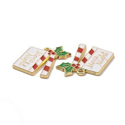 Christmas Theme Rack Plating Alloy Enamel Pendants X-PALLOY-O109-36LG-1