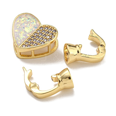 Brass Micro Pave Clear Cubic Zirconia Fold Over Clasps KK-U037-42G-02-1