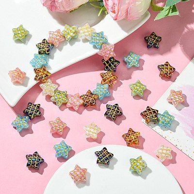 50Pcs Plating Opaque Acrylic Beads MACR-CJ0001-90-1