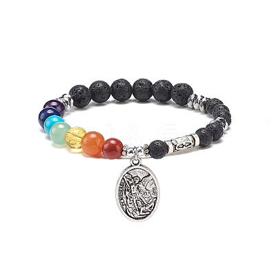 2Pcs 2 Style Style Natural Lava Rock & Mixed Stone & Synthetic Hematite Stretch Bracelets Set BJEW-JB08733-1