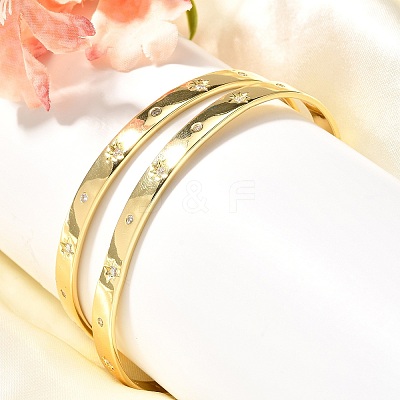 Brass Micro Pave Clear Cubic Zirconia Cuff Bangles BJEW-Z001-04G-1