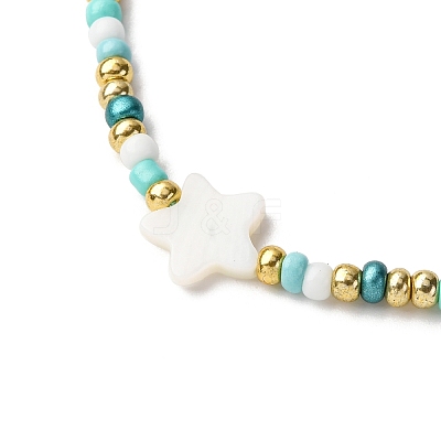 Natural Freshwater Shell & Glass Seed Beads Braided Bead Bracelets for Women BJEW-JB12362-02-1