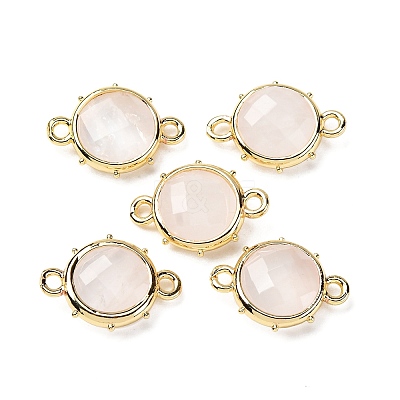 Brass Natural Quartz Crystal Connector Charms KK-Z096-01G-04-1