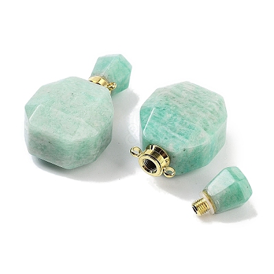 Natural Amazonite Perfume Bottle Pendants G-Q163-10G-01-1