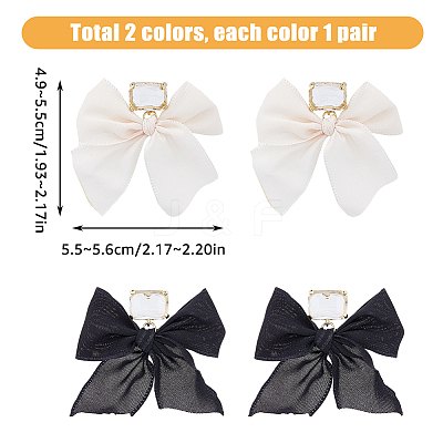 2 Pairs 2 Colors Alloy Dangle Stud Earrings with Cloth Bowknot Charms EJEW-FI0003-28-1