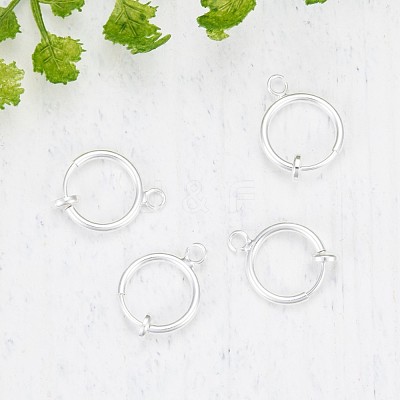 Brass Clip-on Hoop Earring Findings KK-P102-01S-1