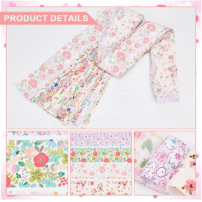 Flower Pattern Cotton Fabrics DIY-WH0588-11A-1