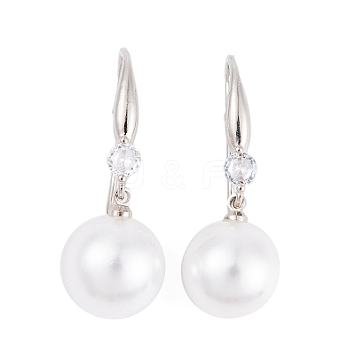 Rack Plating Brass Cubic Zirconia ABS Pearl Earring Hooks EJEW-S219-16P-05-1