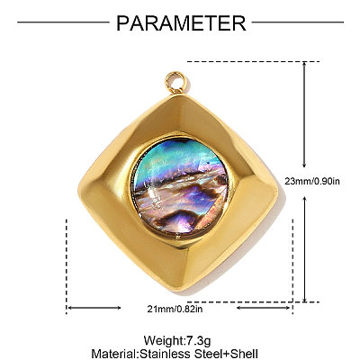 304 Stainless Steel Paua Shell Pendants STAS-OY008-91G-1
