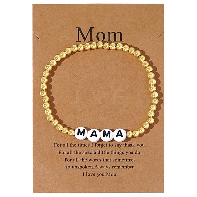 Mother's Day Brass Round Beads Strertch Bracelets SK3516-11-1