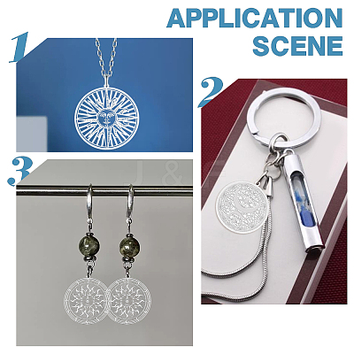 24Pcs 6 Style Ion Plating(IP) 201 & 304 Stainless Steel Filigree Pendants STAS-UN0042-06-1